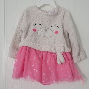 Real Love Girl 2T Ivory White Polar Bear Long Sleeve Layered Tulle Holiday Dress